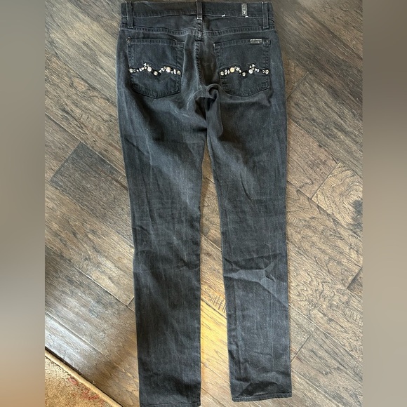 7 For All Mankind Roxanne Slim Fit Black Jeans | Rhinestone Pockets | Size 26 - Picture 3 of 4